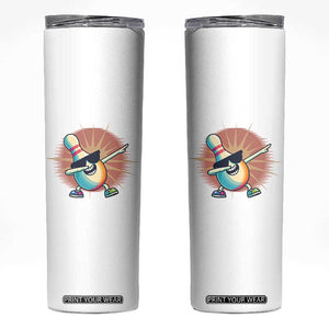 Dabbing Bowling Pin Skinny Tumbler Funny Player Gift TS12 White Print Your Wear