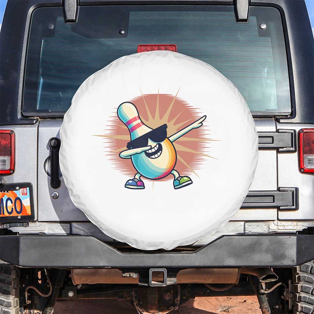 Dabbing Bowling Pin Spare Tire Cover Funny Player Gift TS12 No hole White Print Your Wear