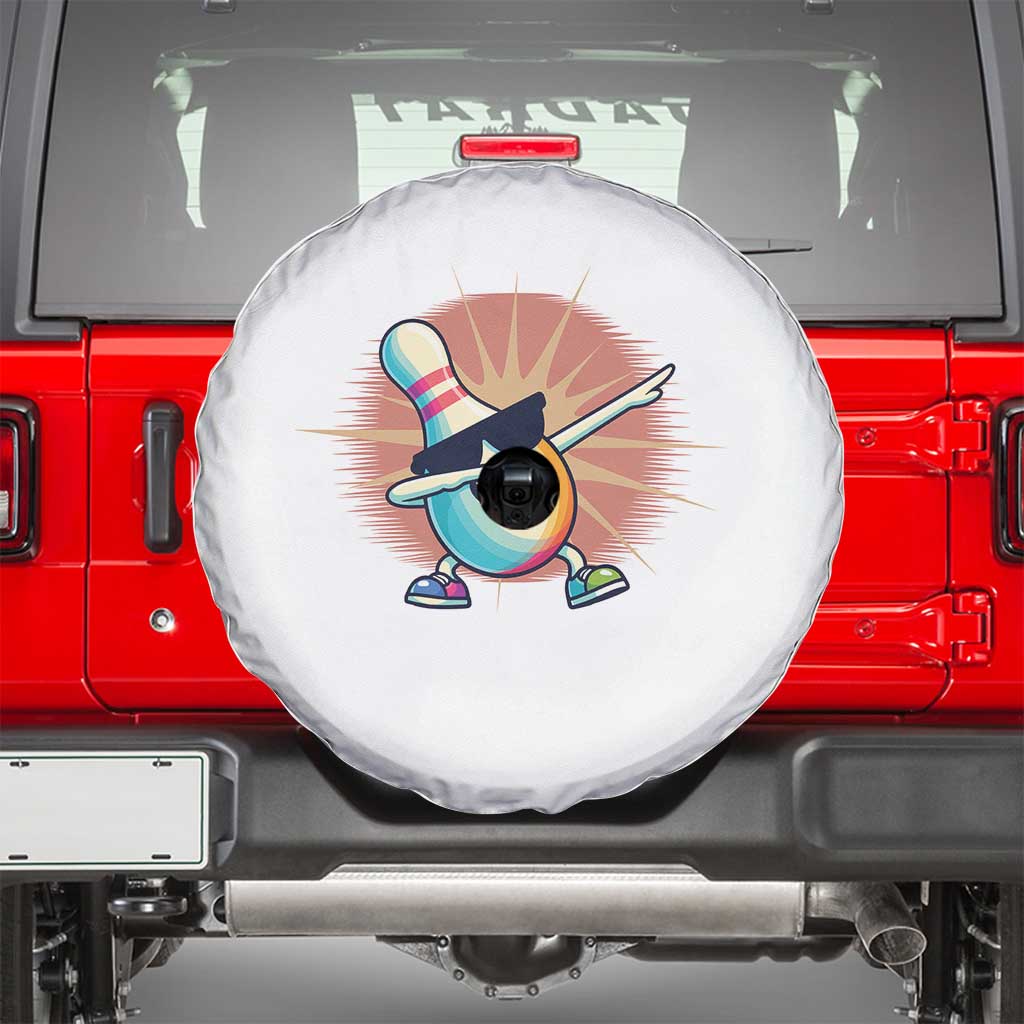 Dabbing Bowling Pin Spare Tire Cover Funny Player Gift TS12 White Print Your Wear