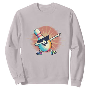 Dabbing Bowling Pin Sweatshirt Funny Player Gift TS12 Ice Gray Print Your Wear