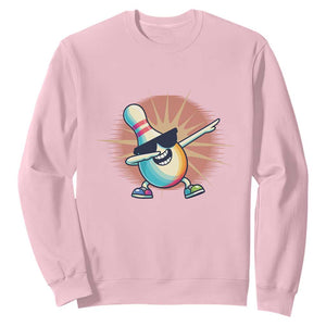Dabbing Bowling Pin Sweatshirt Funny Player Gift TS12 Light Pink Print Your Wear