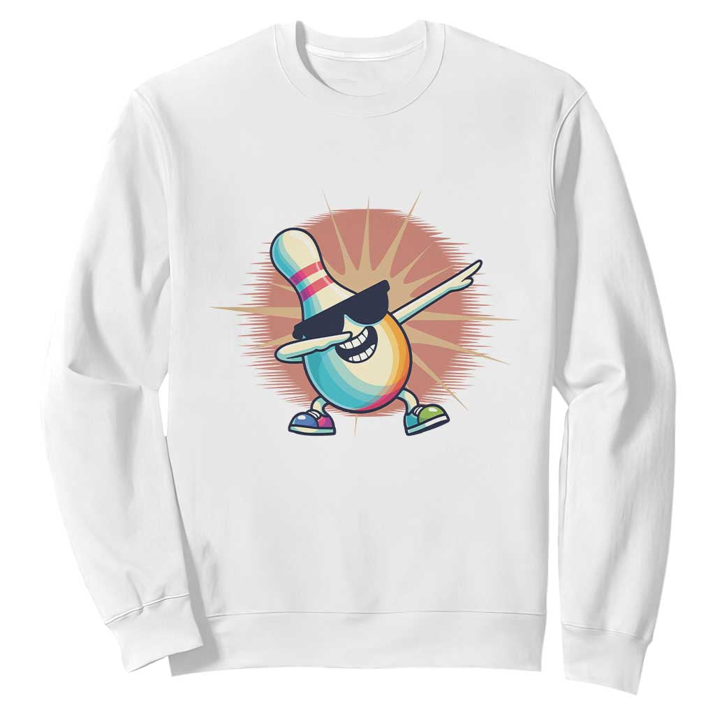 Dabbing Bowling Pin Sweatshirt Funny Player Gift TS12 White Print Your Wear