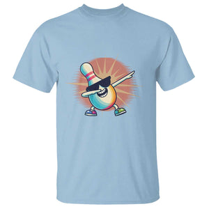 Dabbing Bowling Pin T Shirt Funny Player Gift TS12 Light Blue Print Your Wear