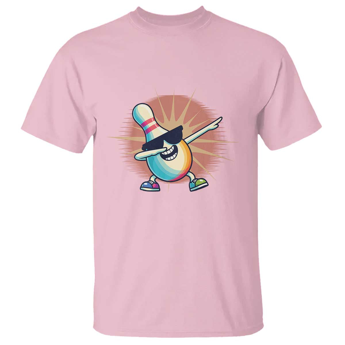 Dabbing Bowling Pin T Shirt Funny Player Gift TS12 Light Pink Print Your Wear