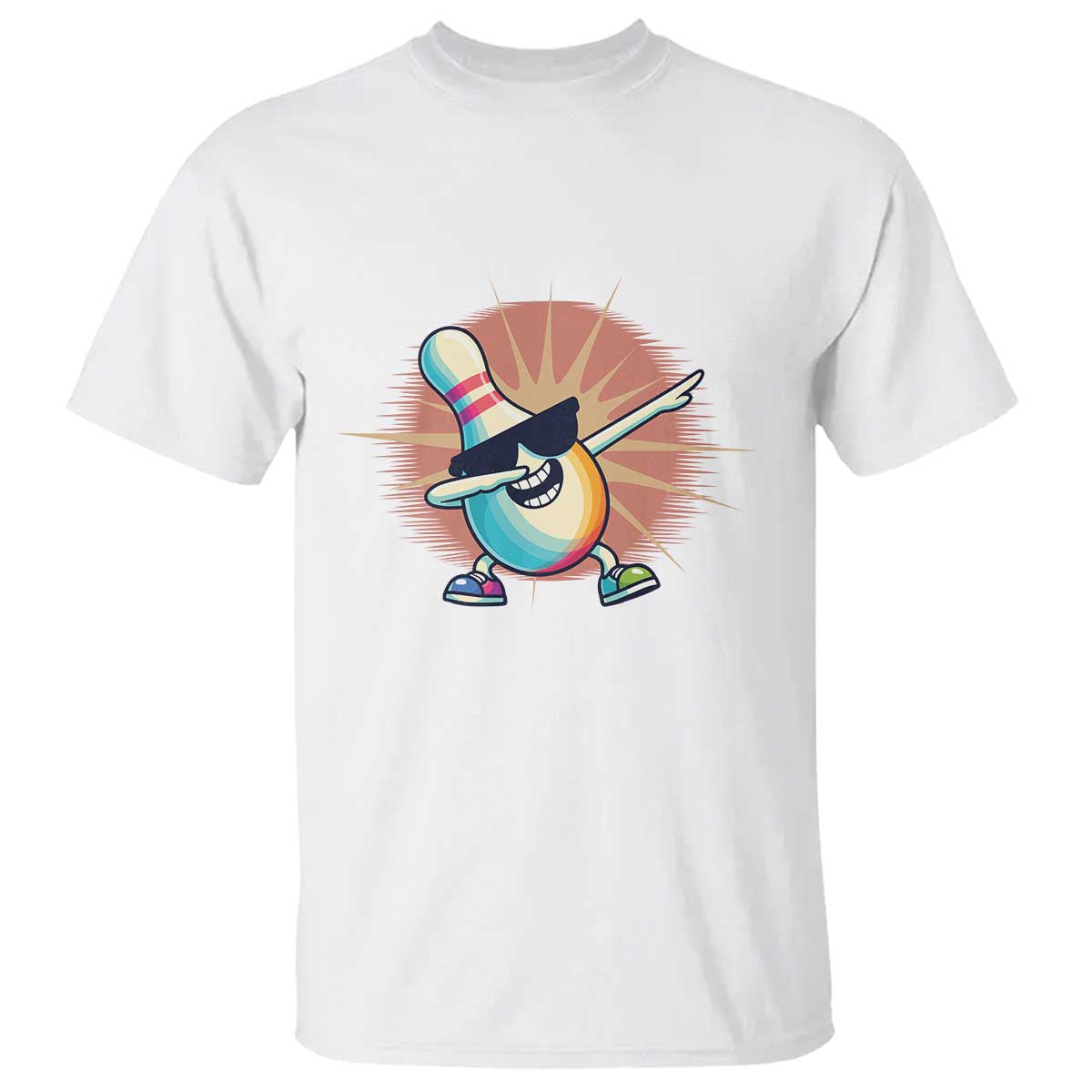 Dabbing Bowling Pin T Shirt Funny Player Gift TS12 White Print Your Wear