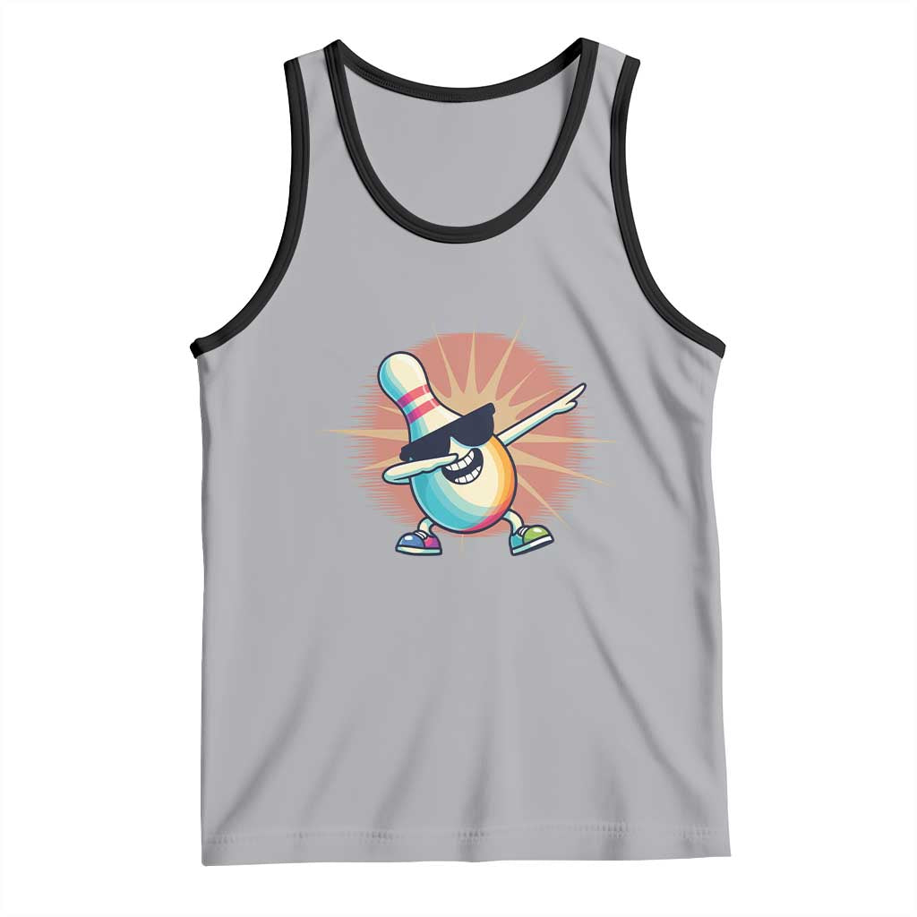 Dabbing Bowling Pin Tank Top Funny Player Gift TS12 Athletic Heather Black Print Your Wear