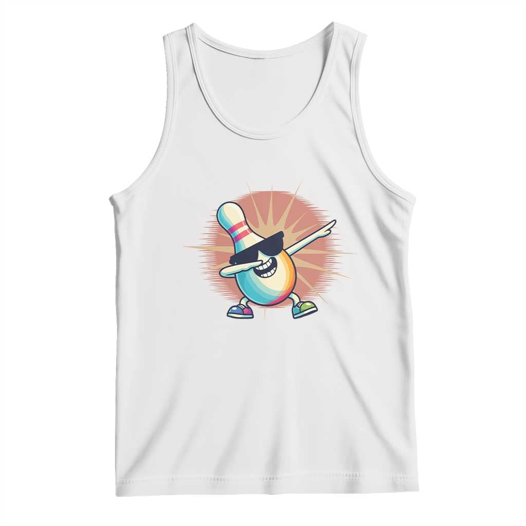 Dabbing Bowling Pin Tank Top Funny Player Gift TS12 White Print Your Wear