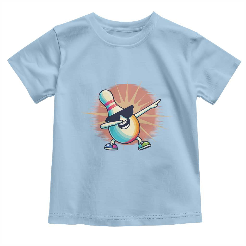 Dabbing Bowling Pin Toddler T Shirt Funny Player Gift TS12 Light Blue Print Your Wear