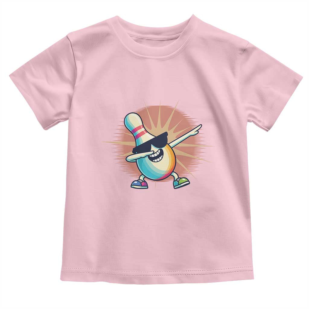 Dabbing Bowling Pin Toddler T Shirt Funny Player Gift TS12 Light Pink Print Your Wear