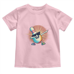 Dabbing Bowling Pin Toddler T Shirt Funny Player Gift TS12 Light Pink Print Your Wear