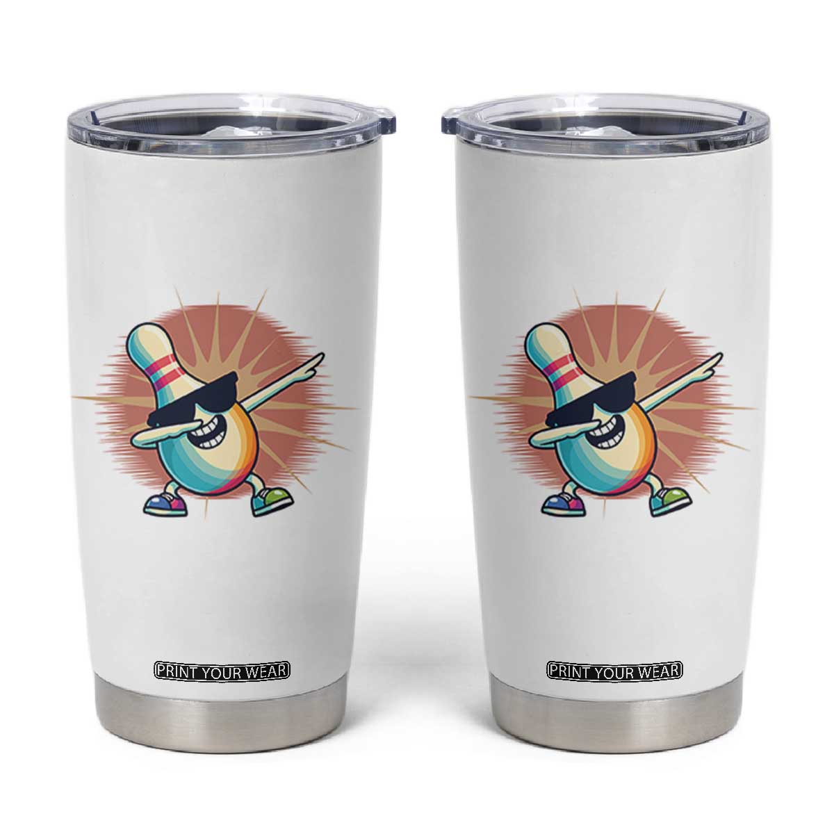 Dabbing Bowling Pin Tumbler Cup Funny Player Gift TS12 White Print Your Wear