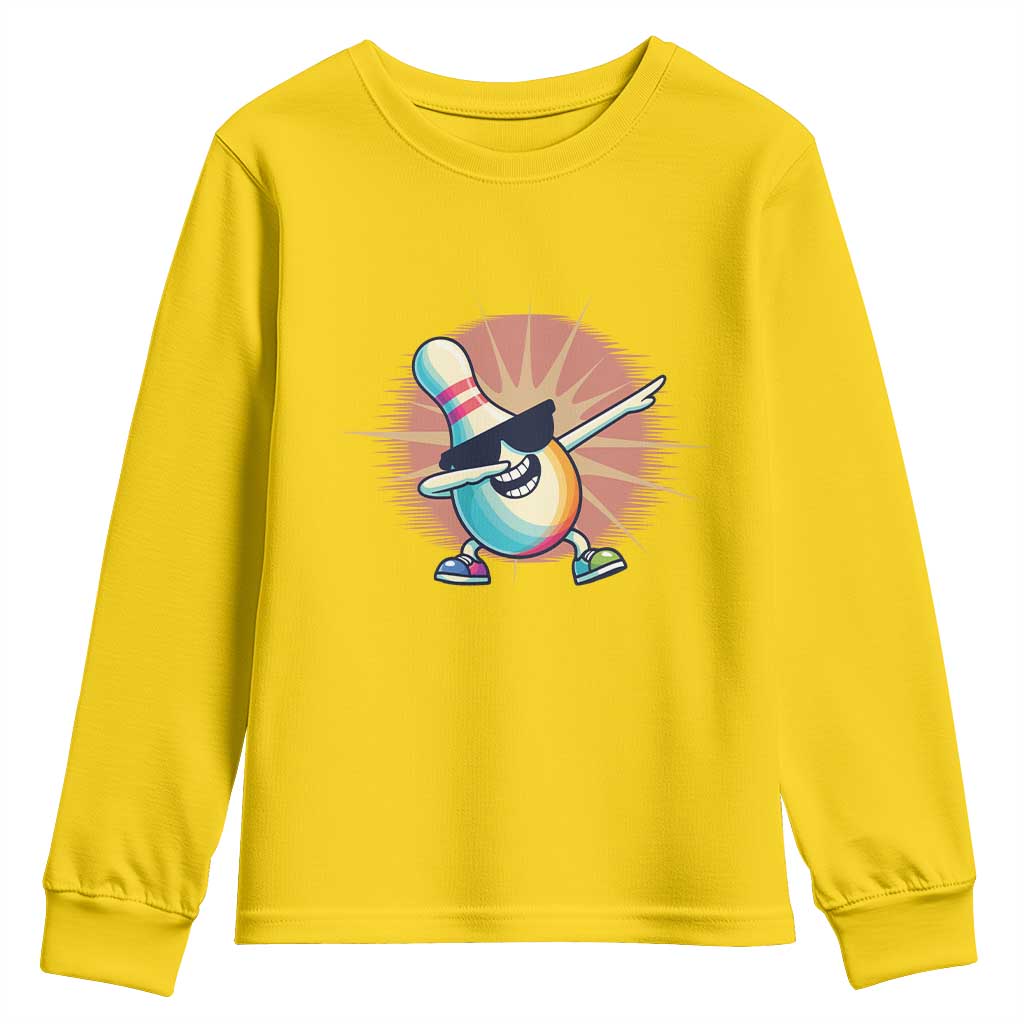 Dabbing Bowling Pin Youth Sweatshirt Funny Player Gift TS12 Daisy Print Your Wear