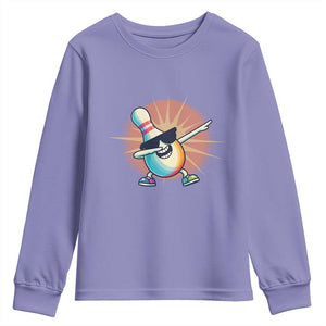 Dabbing Bowling Pin Youth Sweatshirt Funny Player Gift TS12 Violet Print Your Wear
