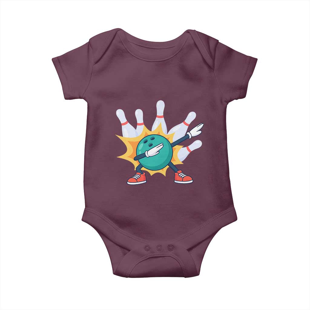 Funny Bowling Ball Dab Baby Onesie Sports Lover Gift TS12 Maroon Print Your Wear