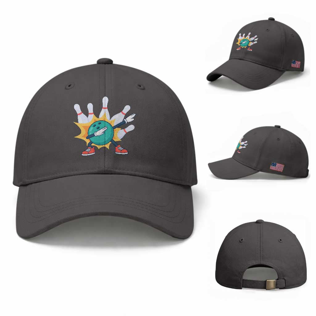 Funny Bowling Ball Dab Baseball Cap Sports Lover Gift TS12 Baseball Cap Universal Fit Dark Gray Print Your Wear