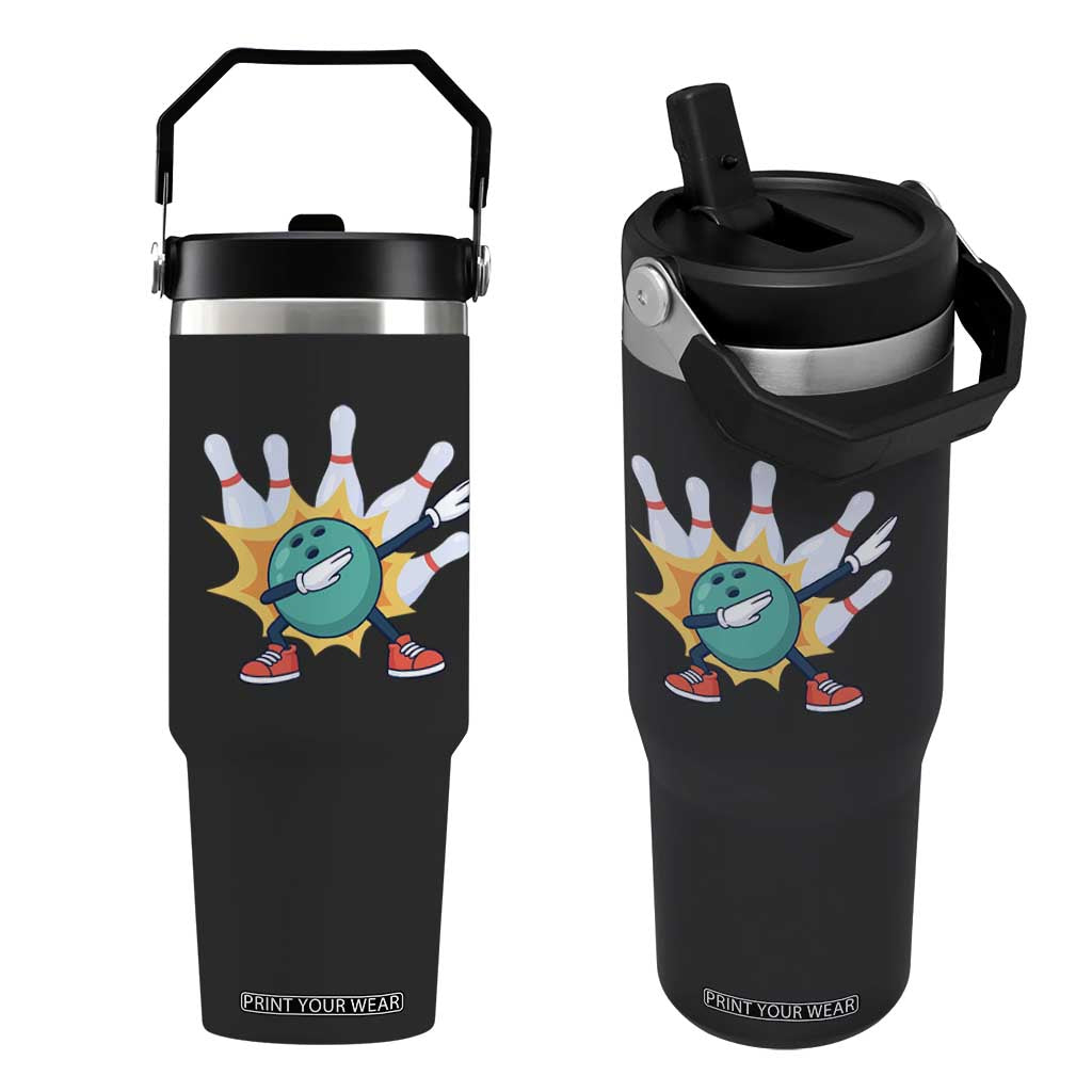 Funny Bowling Ball Dab Flip Straw Tumbler Sports Lover Gift TS12 One Size: 30 oz Black Print Your Wear