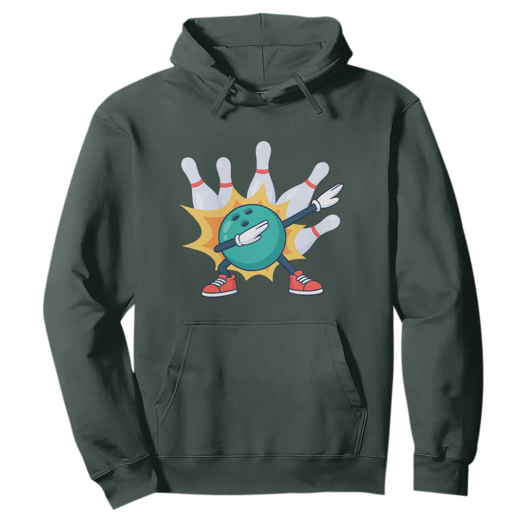 Funny Bowling Ball Dab Hoodie Sports Lover Gift TS12 Dark Forest Green Print Your Wear