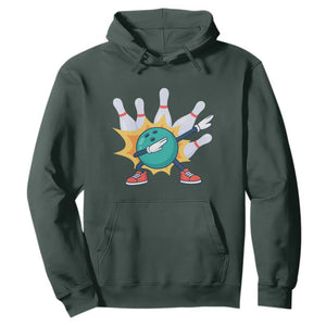 Funny Bowling Ball Dab Hoodie Sports Lover Gift TS12 Dark Forest Green Print Your Wear