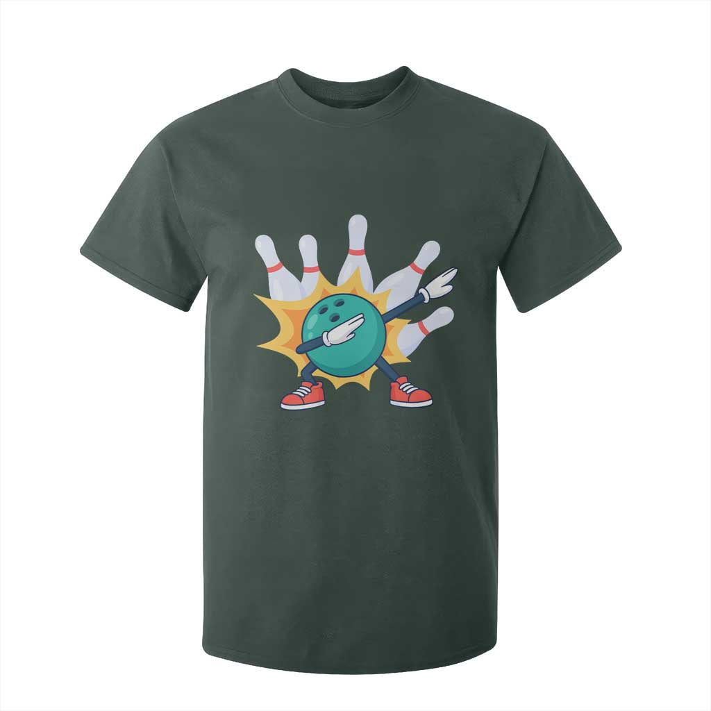 Funny Bowling Ball Dab T Shirt For Kid Sports Lover Gift TS12 Dark Forest Green Print Your Wear
