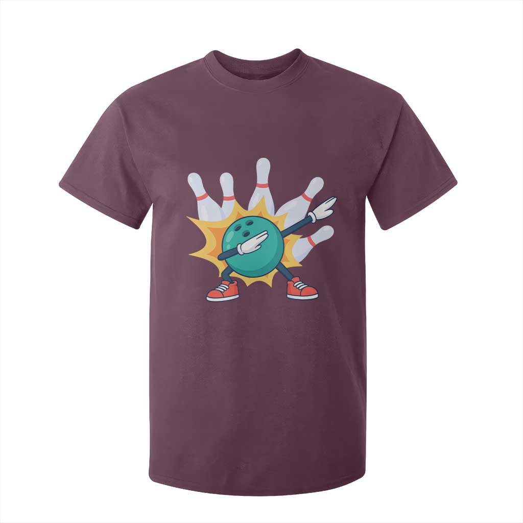 Funny Bowling Ball Dab T Shirt For Kid Sports Lover Gift TS12 Maroon Print Your Wear