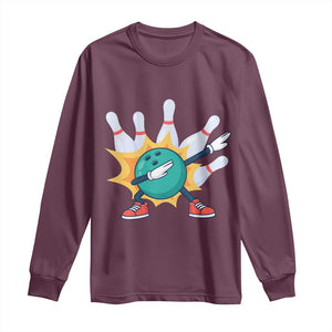 Funny Bowling Ball Dab Long Sleeve Shirt Sports Lover Gift TS12 Maroon Print Your Wear