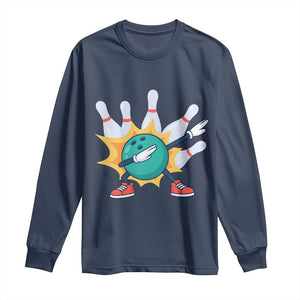 Funny Bowling Ball Dab Long Sleeve Shirt Sports Lover Gift TS12 Navy Print Your Wear