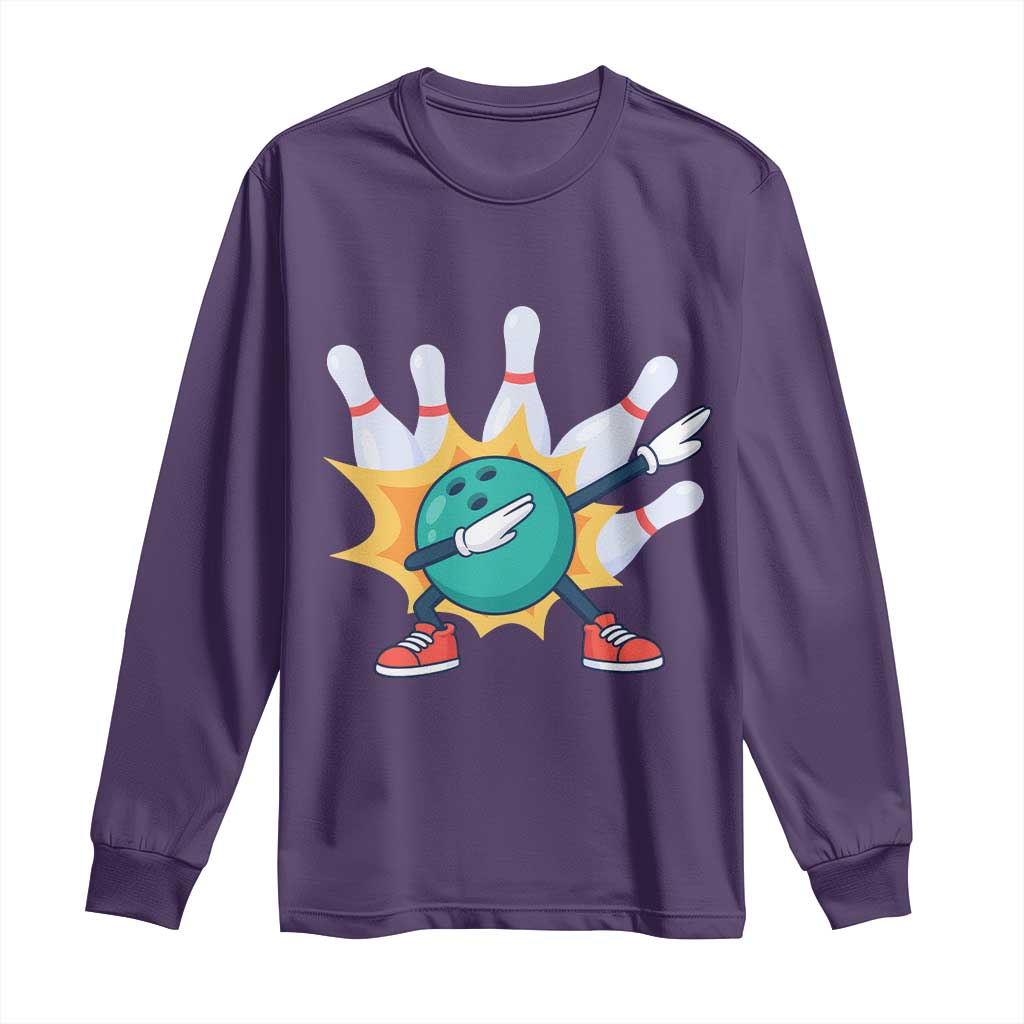 Funny Bowling Ball Dab Long Sleeve Shirt Sports Lover Gift TS12 Purple Print Your Wear