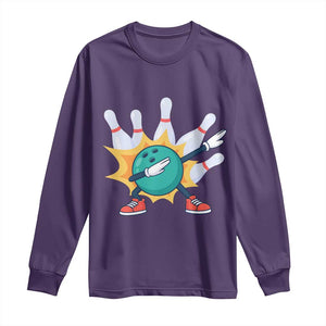 Funny Bowling Ball Dab Long Sleeve Shirt Sports Lover Gift TS12 Purple Print Your Wear