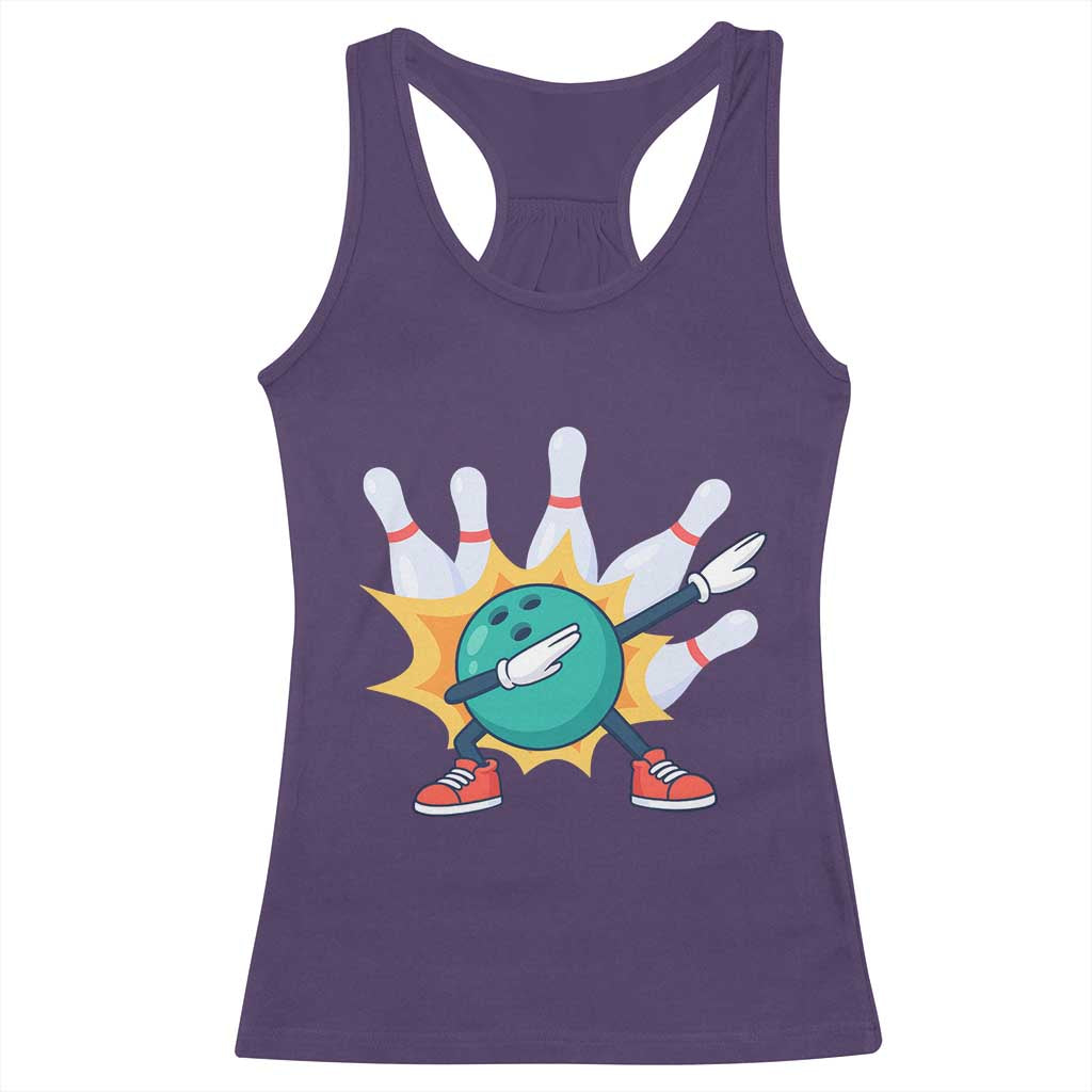 Funny Bowling Ball Dab Racerback Tank Top Sports Lover Gift TS12 Purple Print Your Wear