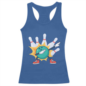 Funny Bowling Ball Dab Racerback Tank Top Sports Lover Gift TS12 Royal Blue Print Your Wear