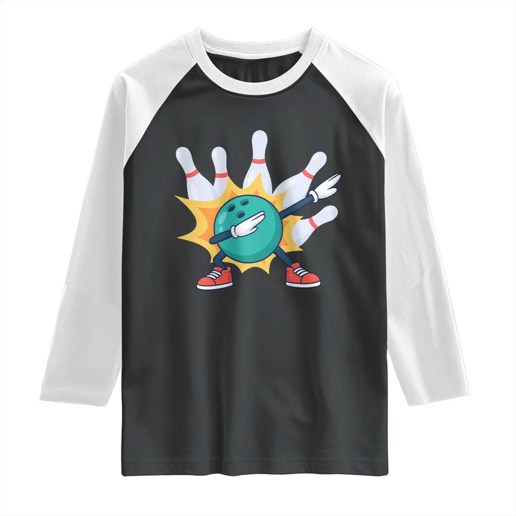 Funny Bowling Ball Dab Raglan Shirt Sports Lover Gift TS12 Black White Print Your Wear