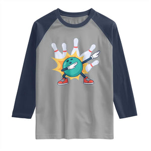 Funny Bowling Ball Dab Raglan Shirt Sports Lover Gift TS12 Sport Gray Navy Print Your Wear