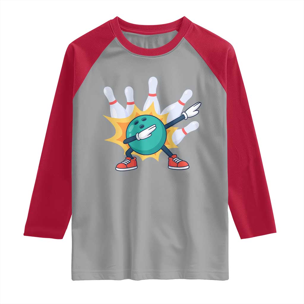 Funny Bowling Ball Dab Raglan Shirt Sports Lover Gift TS12 Sport Gray Red Print Your Wear