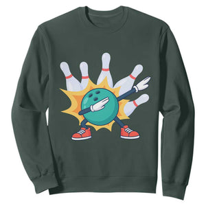 Funny Bowling Ball Dab Sweatshirt Sports Lover Gift TS12 Dark Forest Green Print Your Wear