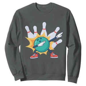 Funny Bowling Ball Dab Sweatshirt Sports Lover Gift TS12 Dark Heather Print Your Wear