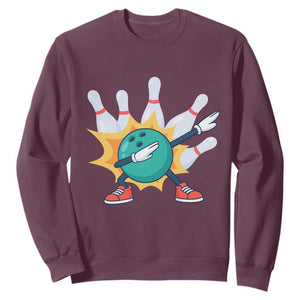 Funny Bowling Ball Dab Sweatshirt Sports Lover Gift TS12 Maroon Print Your Wear
