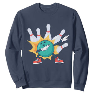 Funny Bowling Ball Dab Sweatshirt Sports Lover Gift TS12 Navy Print Your Wear