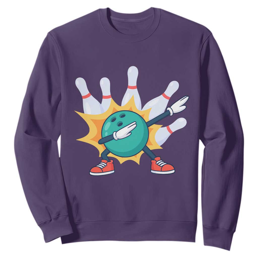 Funny Bowling Ball Dab Sweatshirt Sports Lover Gift TS12 Purple Print Your Wear