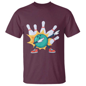 Funny Bowling Ball Dab T Shirt Sports Lover Gift TS12 Maroon Print Your Wear