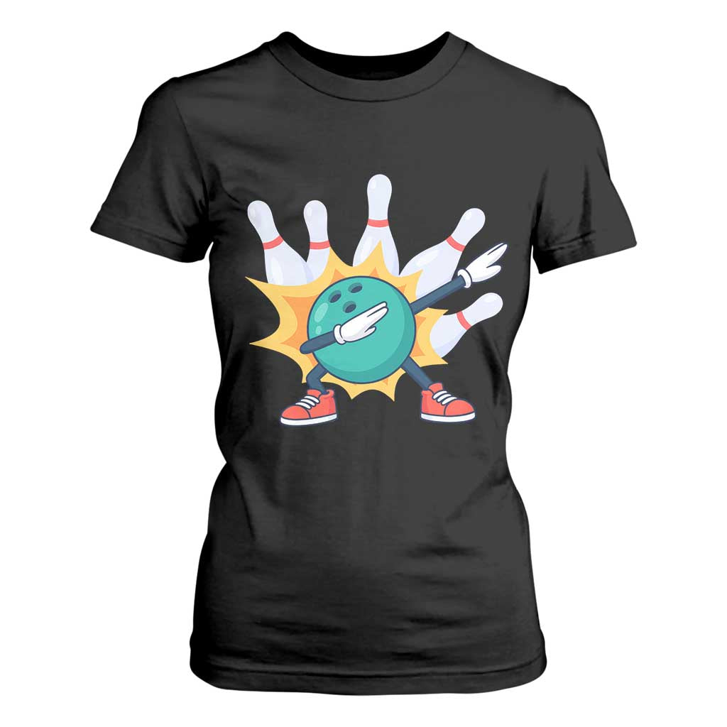Funny Bowling Ball Dab T Shirt For Women Sports Lover Gift TS12 Black Print Your Wear