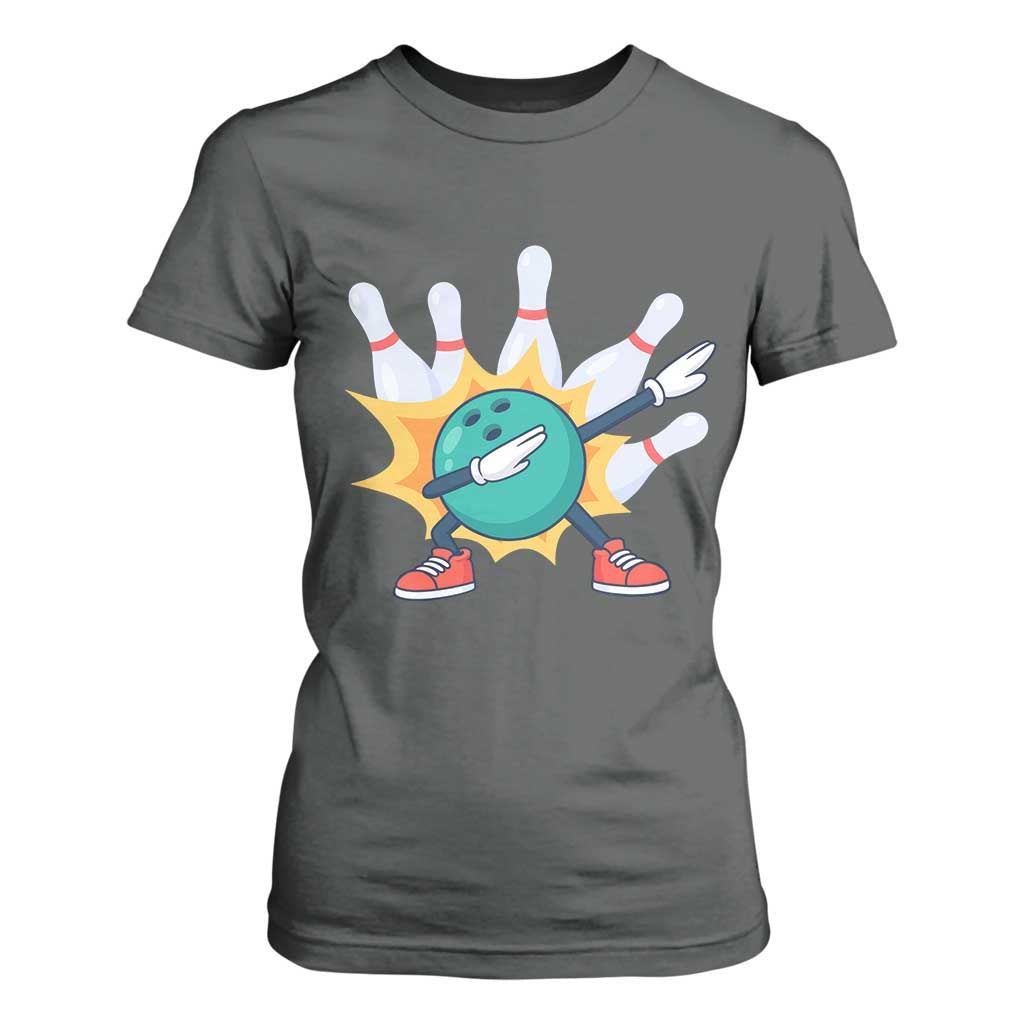 Funny Bowling Ball Dab T Shirt For Women Sports Lover Gift TS12 Dark Heather Print Your Wear