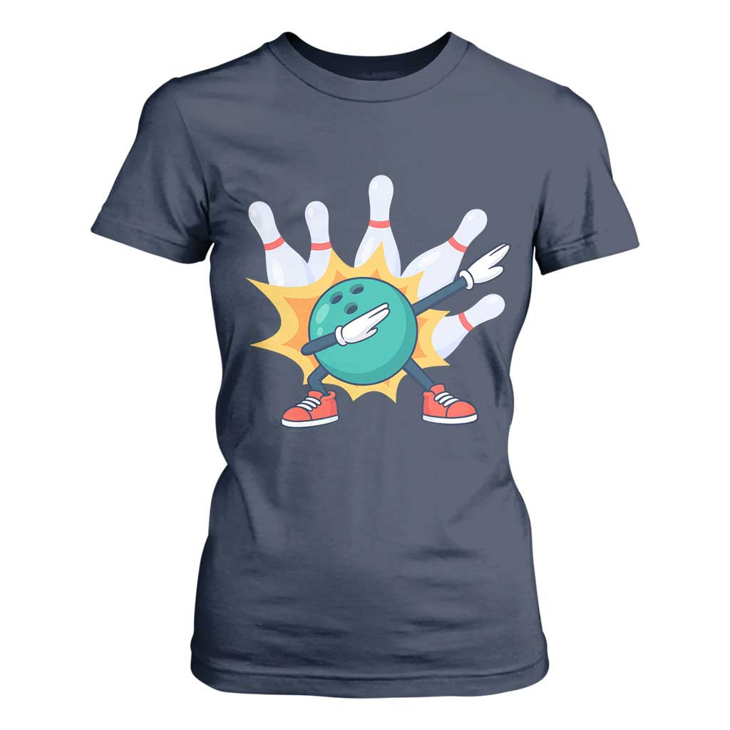 Funny Bowling Ball Dab T Shirt For Women Sports Lover Gift TS12 Navy Print Your Wear