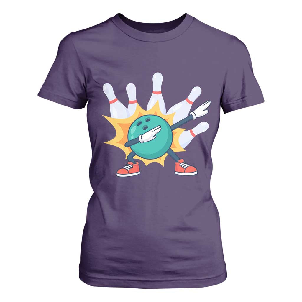 Funny Bowling Ball Dab T Shirt For Women Sports Lover Gift TS12 Purple Print Your Wear