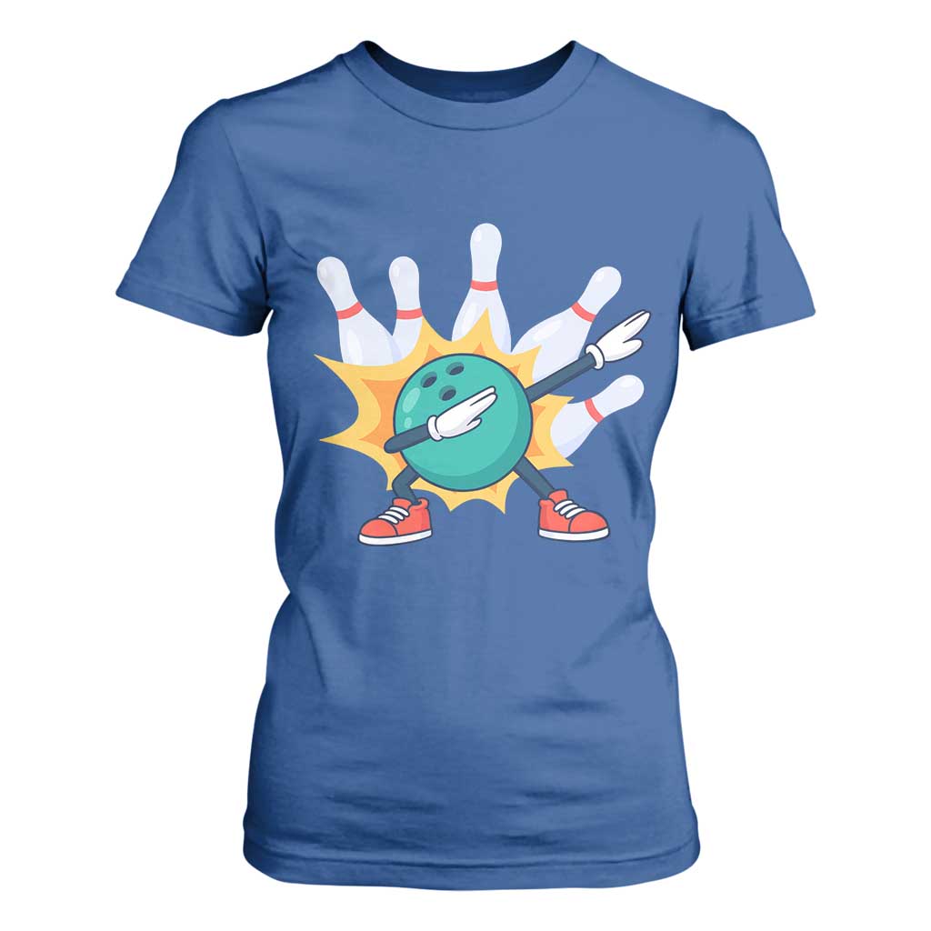 Funny Bowling Ball Dab T Shirt For Women Sports Lover Gift TS12 Royal Blue Print Your Wear