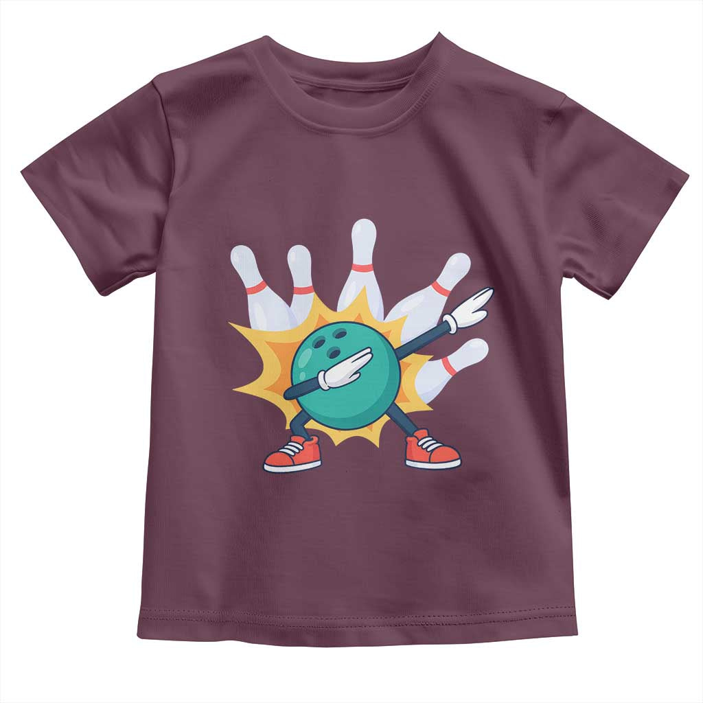 Funny Bowling Ball Dab Toddler T Shirt Sports Lover Gift TS12 Maroon Print Your Wear