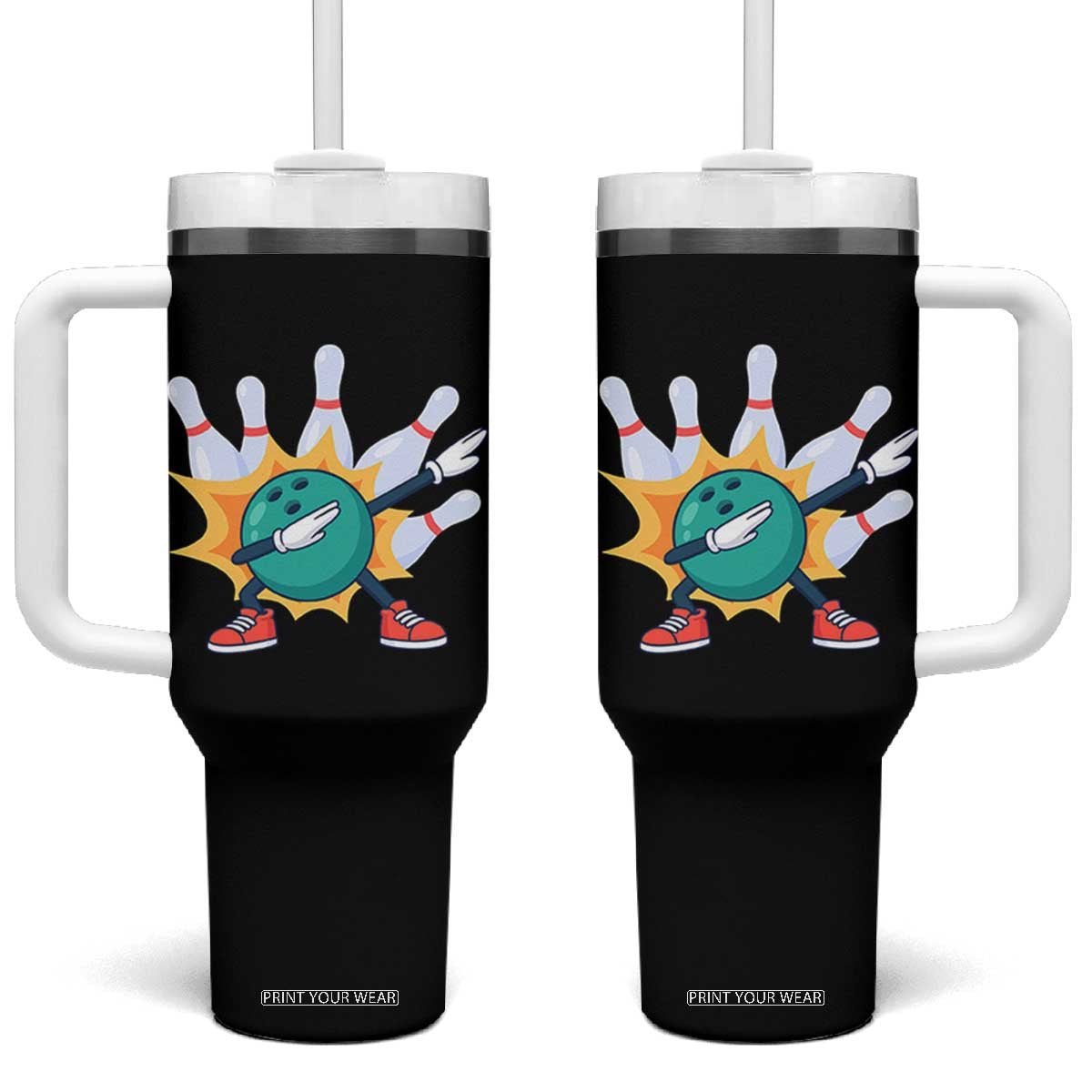 Funny Bowling Ball Dab Tumbler With Handle Sports Lover Gift TS12 One Size: 40 oz Black Print Your Wear