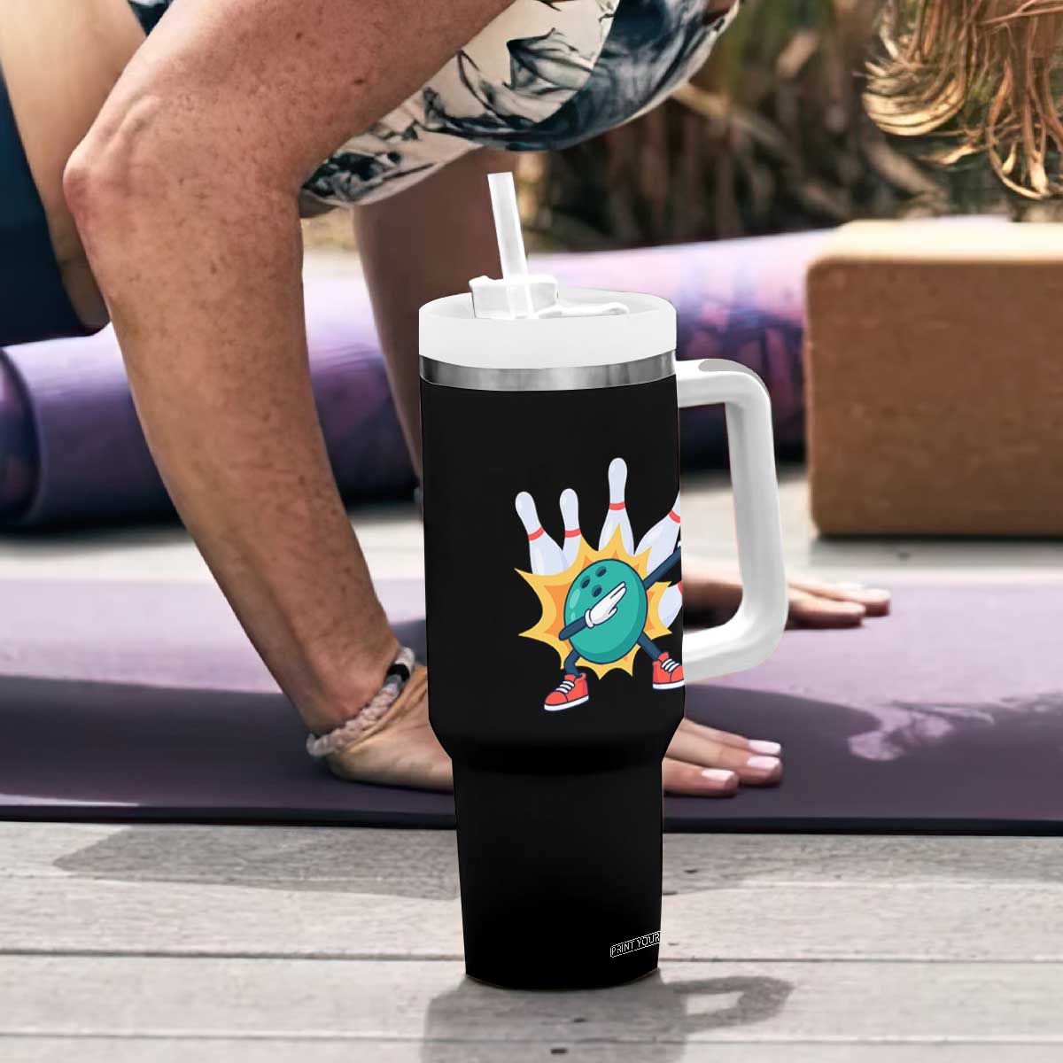 Funny Bowling Ball Dab Tumbler With Handle Sports Lover Gift TS12 Print Your Wear