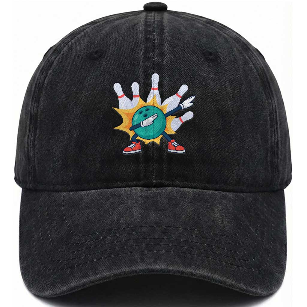 Funny Bowling Ball Dab Washed Cotton Baseball Cap Sports Lover Gift TS12 Print Your Wear
