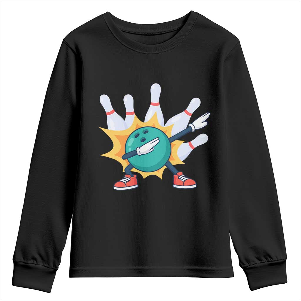Funny Bowling Ball Dab Youth Sweatshirt Sports Lover Gift TS12 Black Print Your Wear