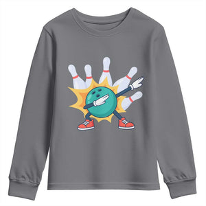 Funny Bowling Ball Dab Youth Sweatshirt Sports Lover Gift TS12 Charcoal Print Your Wear